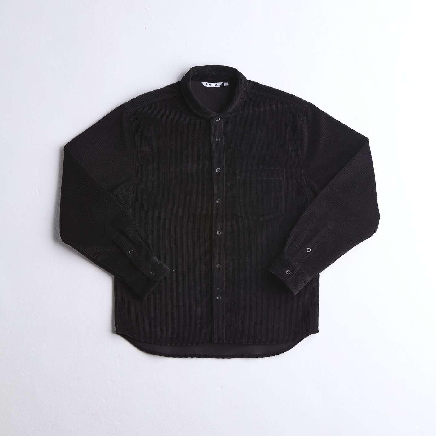 Arniko Durga Winter Cord Shirt Black Unisex Bio-Baumwolle schwarz